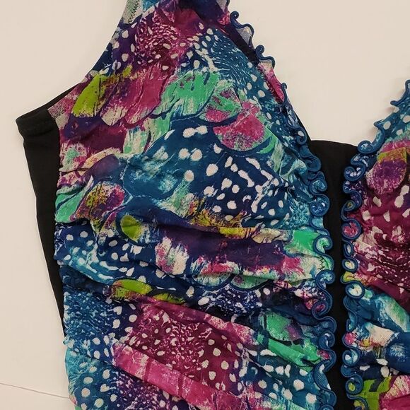 PROFILE BY GOTTEX ONE PIECE ROYAL PEACOCK RUFFLED - Picture 3 of 8